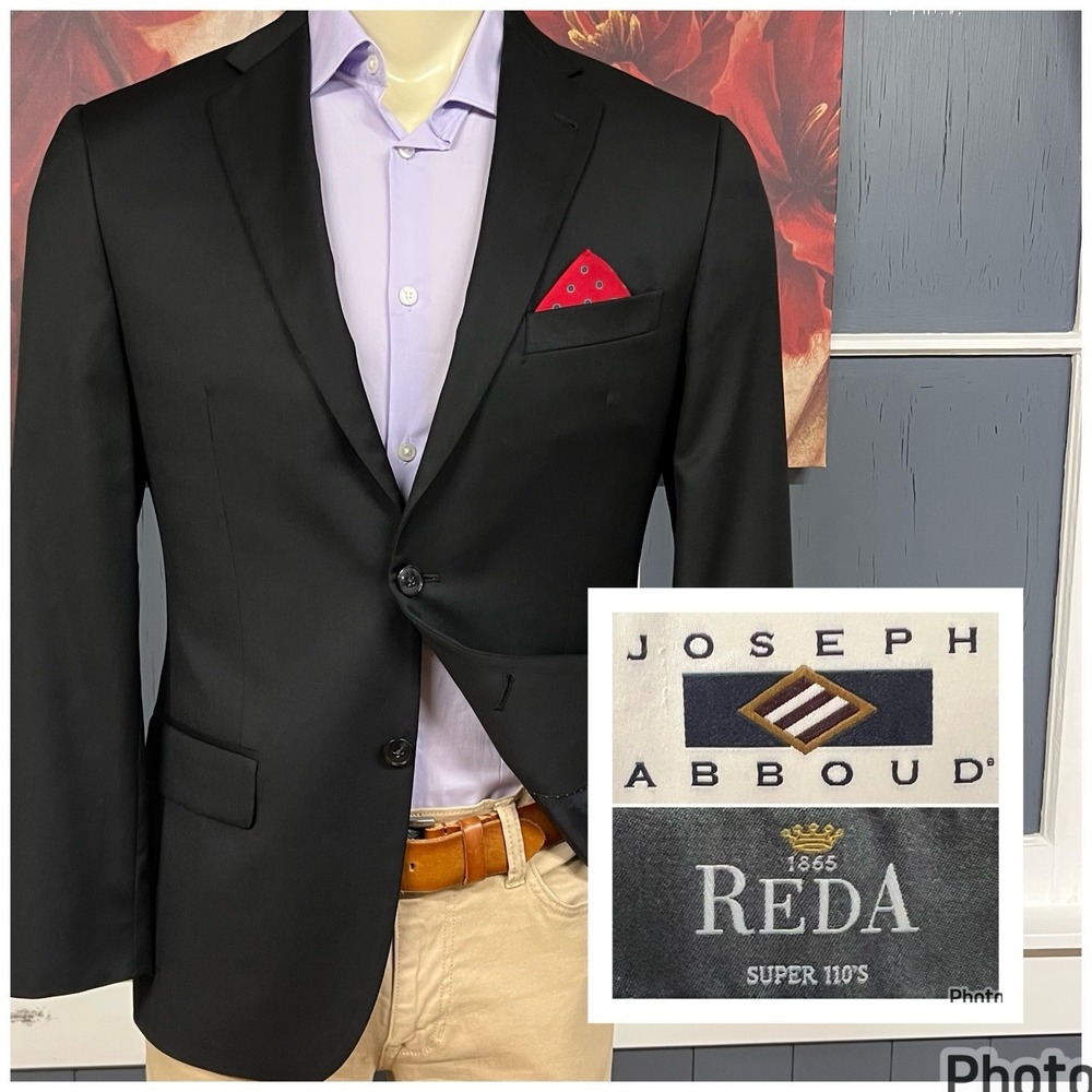 Joseph Abboud Blazer Jacket Sport Coat Mens 40R Slim Fit Wool Black
